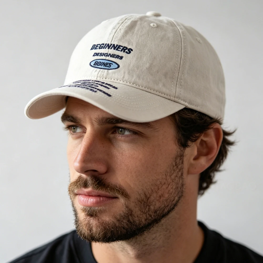 Vintage washed cotton unisex Baseball Cap with Multi-Line Retro Letter Embroidery Unstructured dad hats for women and men