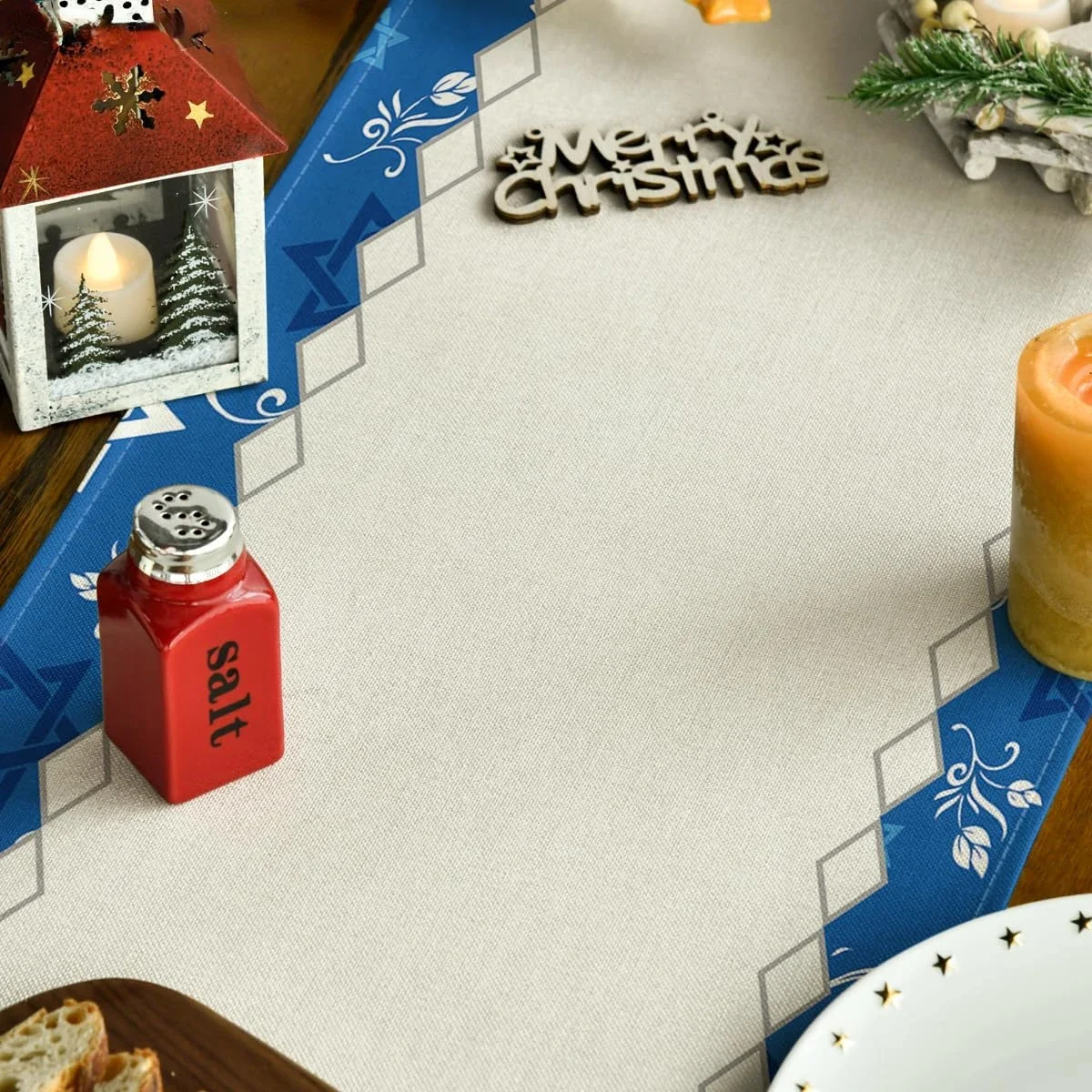 هيكساجرام الكتان الجدول العدائين ، نجمة ديفيد ديكور ، العدائين طاولة الطعام ، Menorah اليهودية ، Chanukah ، حفلة ، عيد الفصح #5