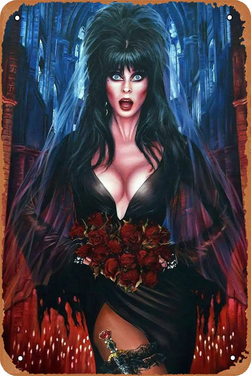 Elvira, Mistress of the Dark Poster Vintage Tin Sign Retro Metal Sign for Bar Pub Garage Man Cave Home Wall Decor G