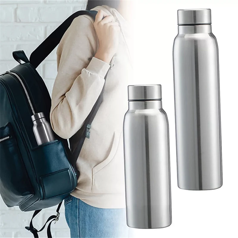 Portable Sports Water Bottle 650ML 1000ML Stainless Steel Single Wall Large Capacity Kettle Outdoor Bicycle Sports Drinking