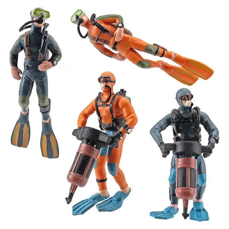 Cross-Border Simulation Miniature Ocean Doll Model Solid Diver Static Deep Sea Exploration Character Sand Table Ornaments