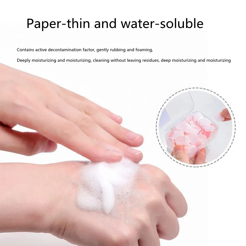 100pcs Paper Cleaning Soaps Portable Hand Wash Soap Papers Scented Slice Washing Hand Bath Travel Scented Foaming Small Soap