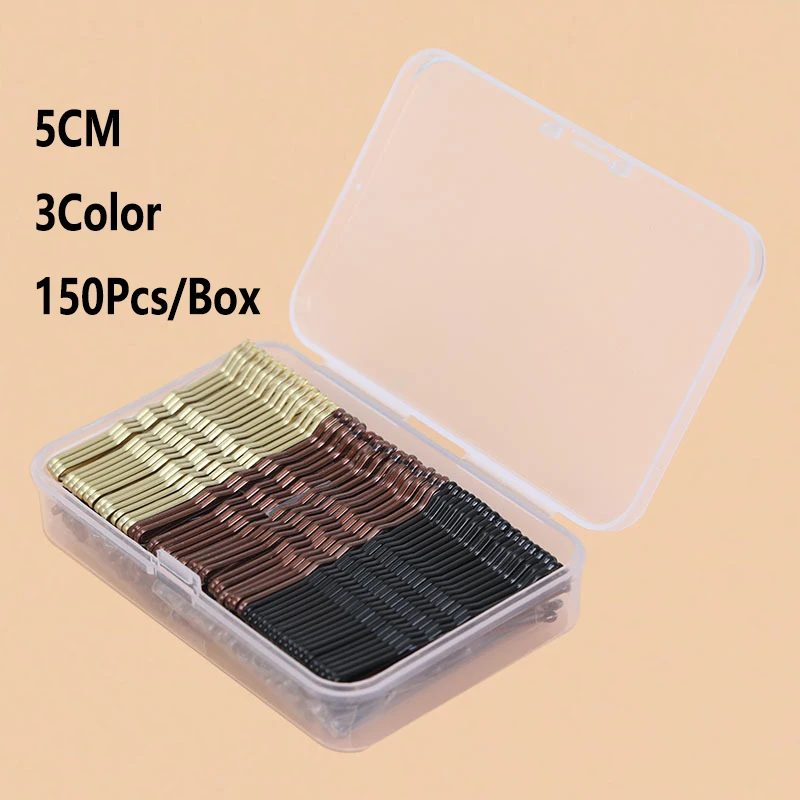 

50-150Pcs 5cm Wave Bobby Pin Alloy Gold Black Hairpins Simple Hair Clip Barrette for Wedding Bride Women Girls Hairstyles Tool