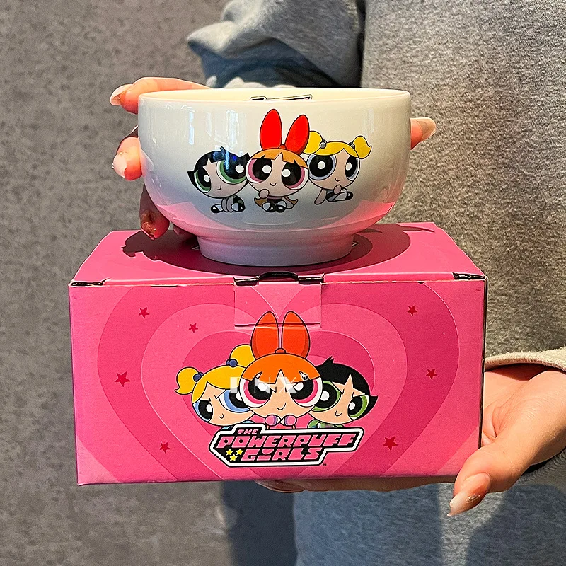 Buttercup Bubbles Blossom The Powerpuff Girls Cute Cartoon Ceramic Bowl Kawaii Periphery Soup Bowl Home Decor Room Decoration