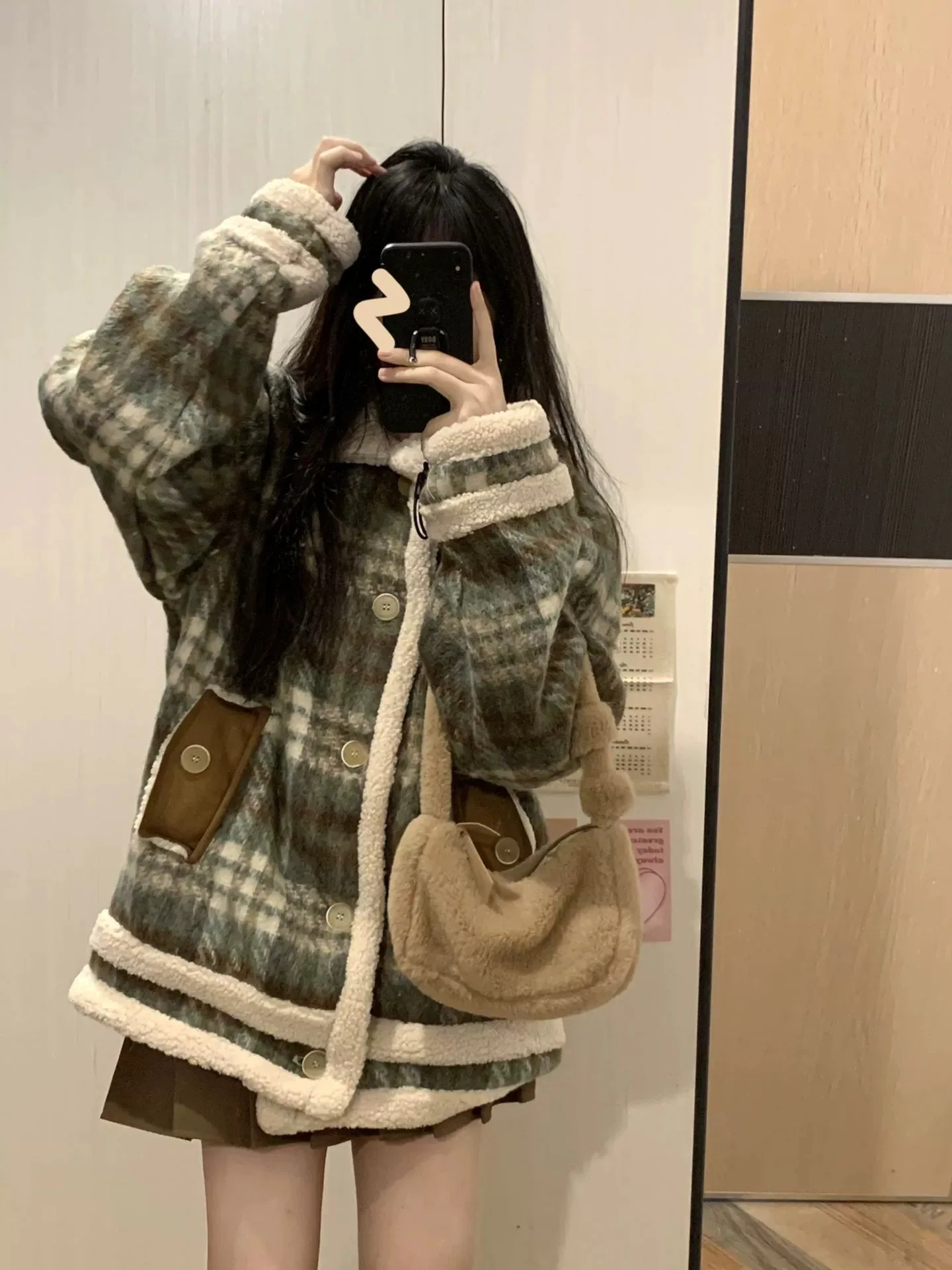 

Клетчатые парки женские винтажные универсальные корейский стиль High Street с длинным рукавом модные популярные хипстерские темпераментные теплые пальто новые