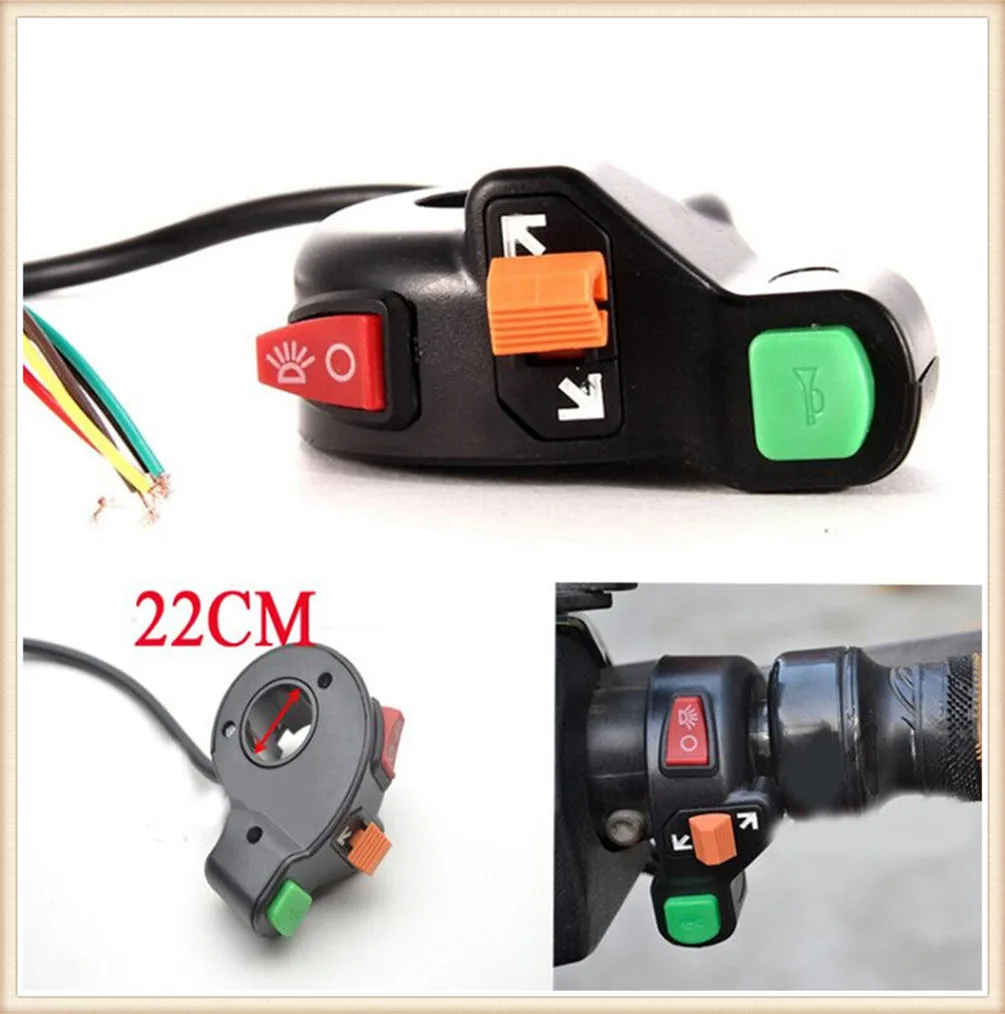 3-in-1 Electric Vehicle Multifunction Waterproof Combination Switch Universal Handlebar Horn 7/8 Inch 22MM  For Ducati motor