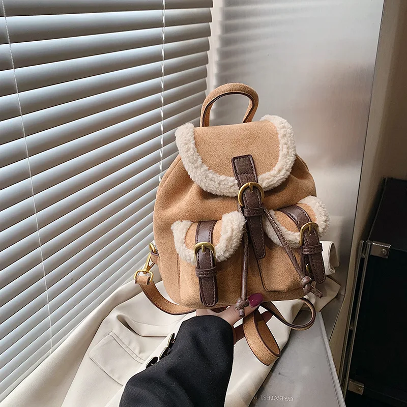 

Fashion Suede Shoulder's Bag Women's Winter New Versatile Backpack Exquisite and Fashionable Mini Rucksack Female