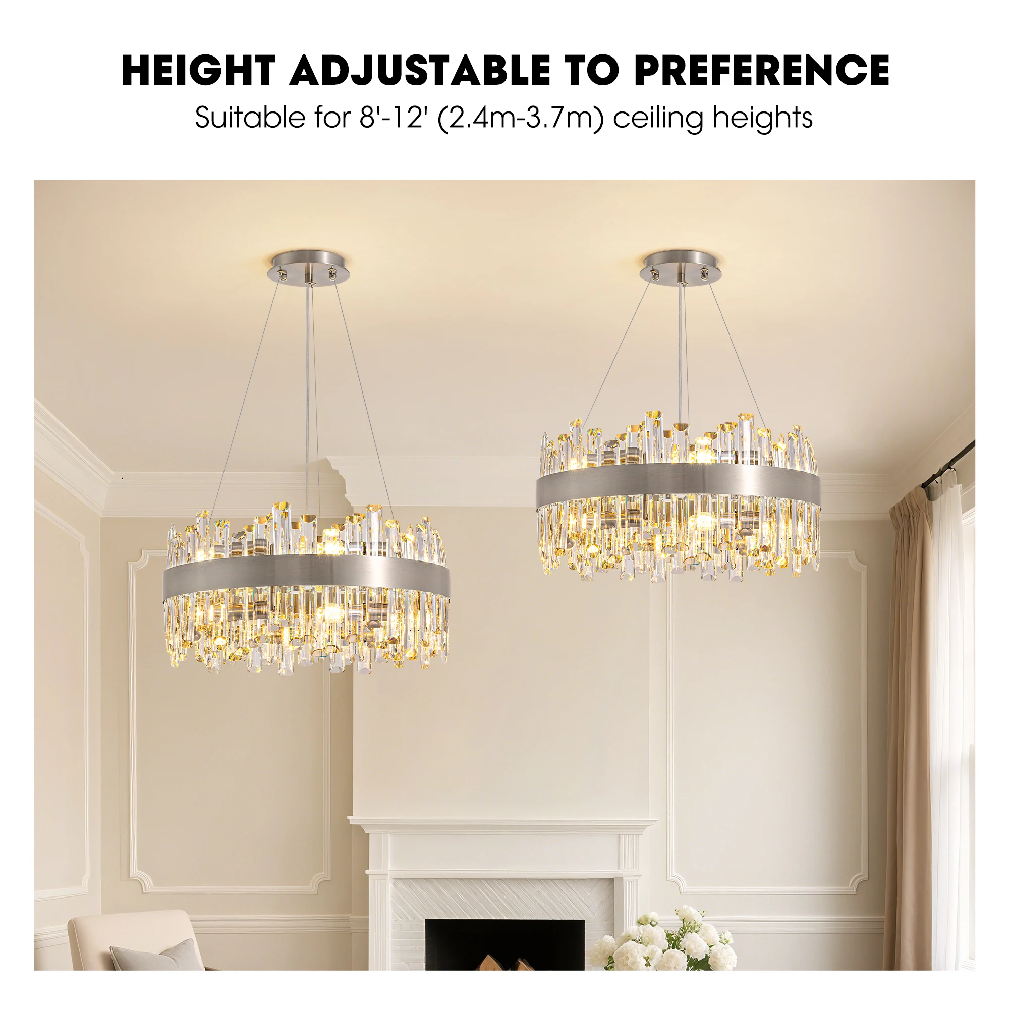 

Nordic Circle Crystal Chandelier Minimalist Art Ring Lamp Decorative Lighting for Living Room Dining Room Bedroom Study