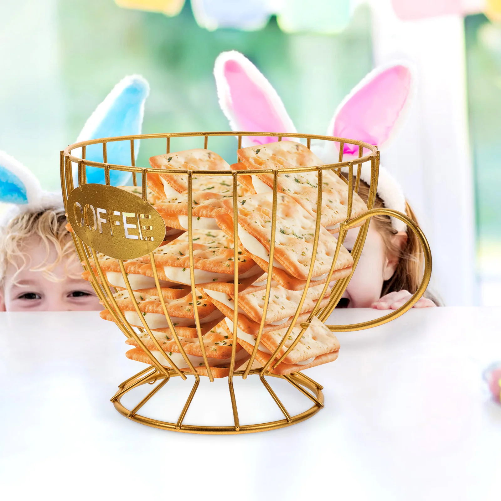 

Coffee Holder Iron Storage Basket Round Design Coffee Capsules Display Holder Organizer For Countertop Metal Wire