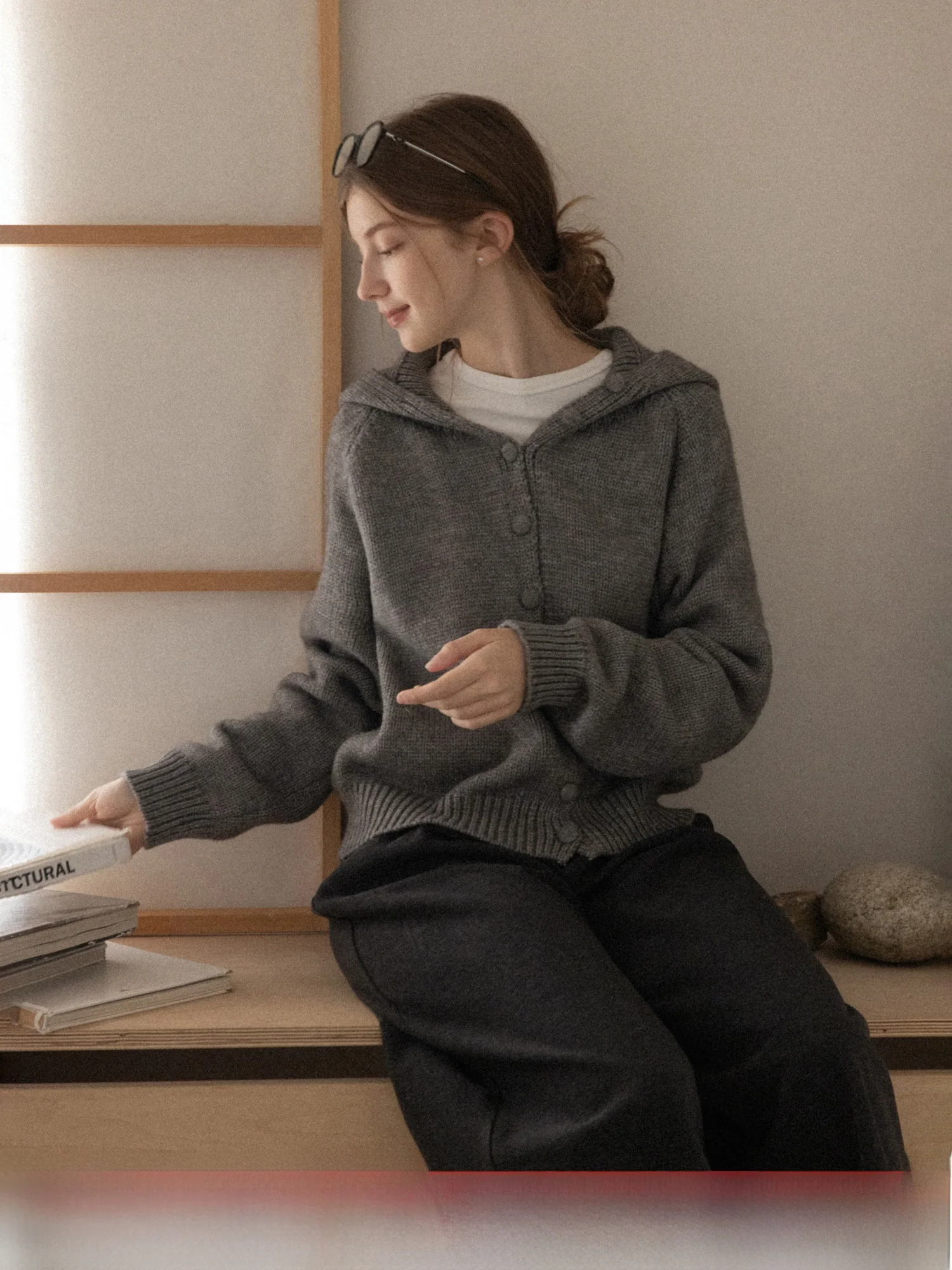 

Retro Korean Sle ey Knitted Open Cardigan Sweater Women's Winter Loose Slimming Outerwear Casual Sle Long Sve