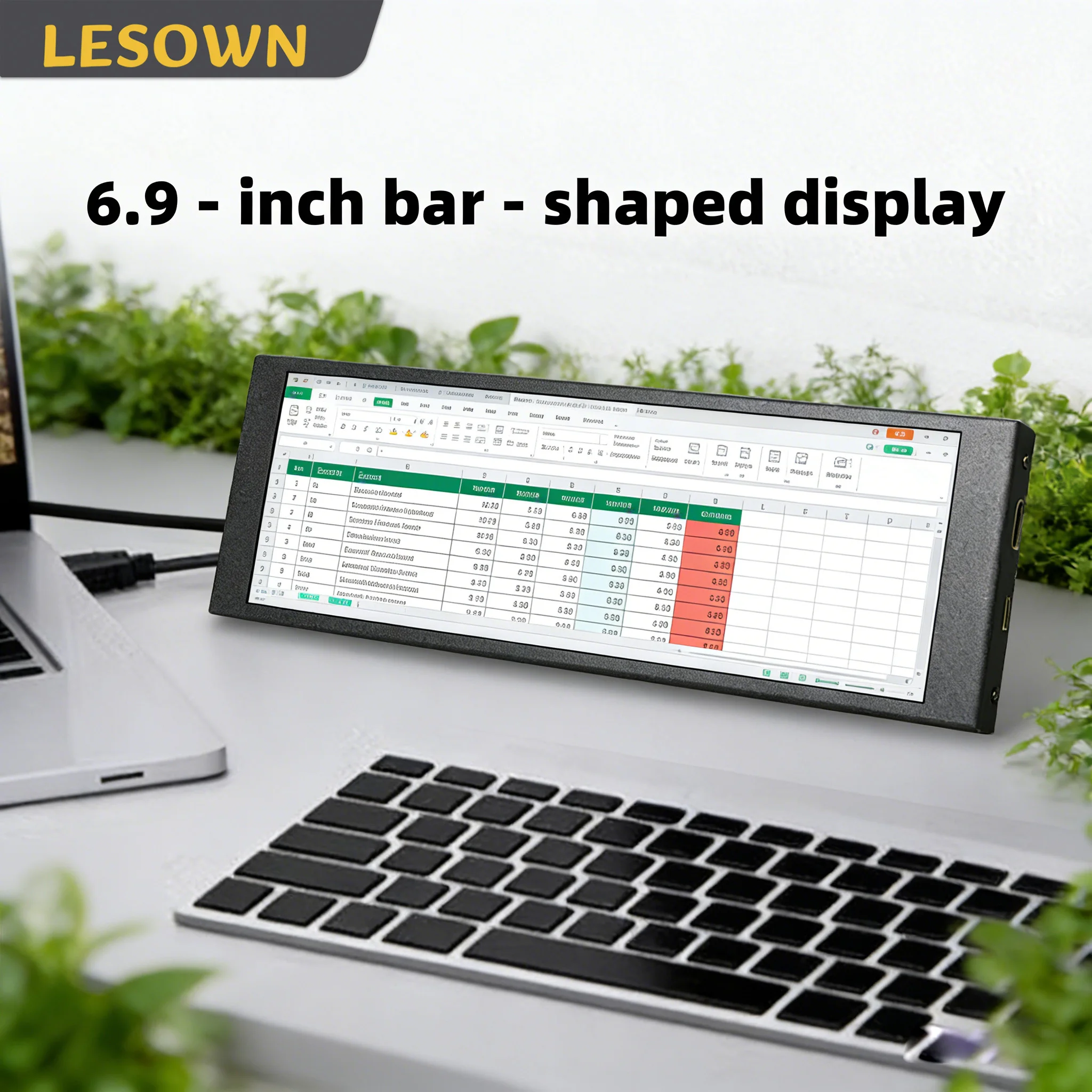 

LESOWN 6.9 7.9 8.8 11.3 Inch Stretched Bar Display Portable Monitor External Secondary Screen for Raspberry Pi Excel Laptop