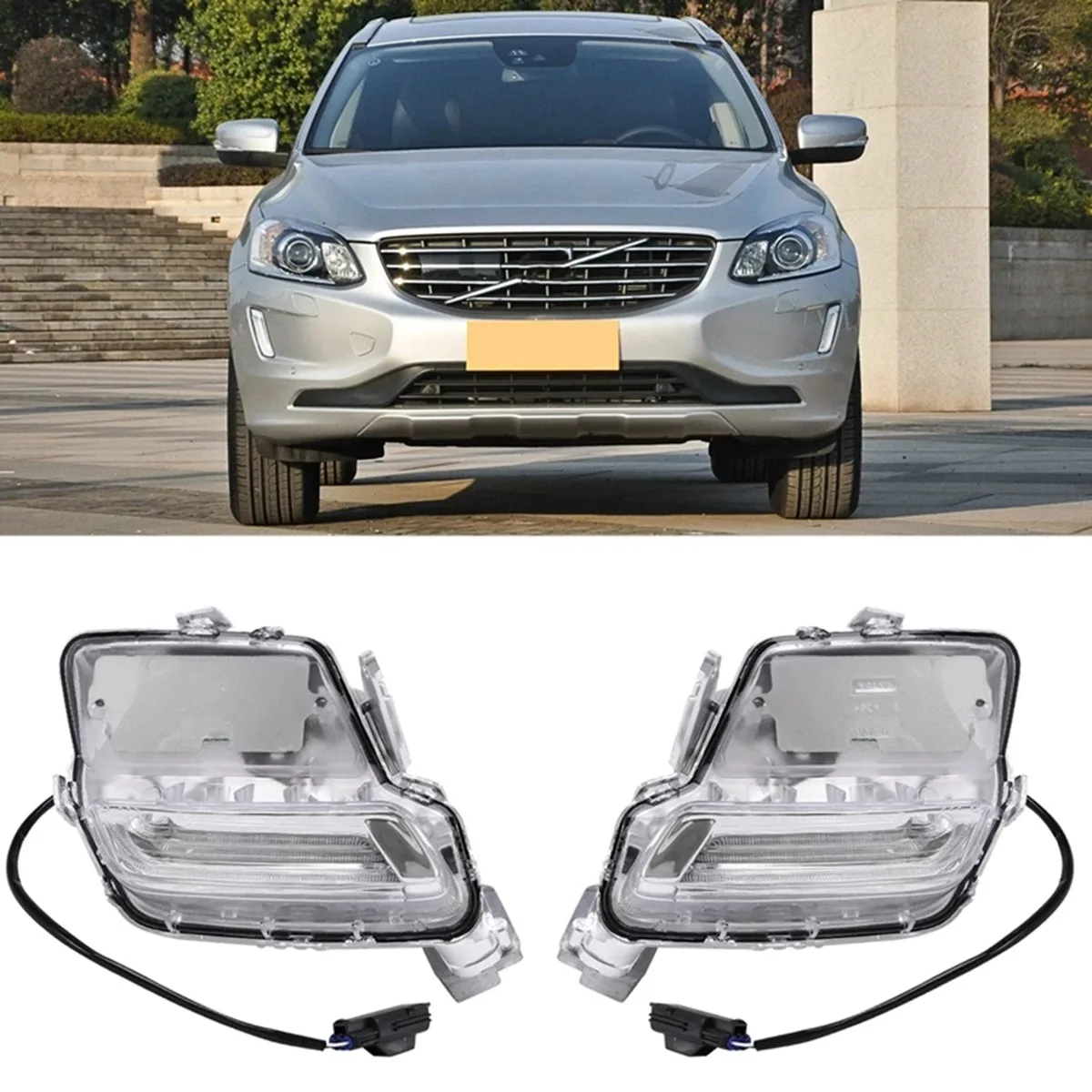 

Car Daytime Running Lights Front Bumer LED Fog Lamp DRL For Volvo XC60 2014-2018