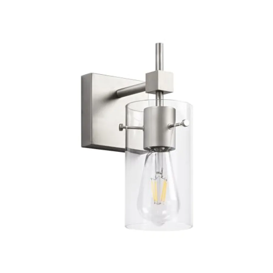 

1 Light Vintage Vanity Light Brushed Nickel Bathroom Light Fixture Over Mirror for Bath Glass Shade Wall Light Modern Light Fix