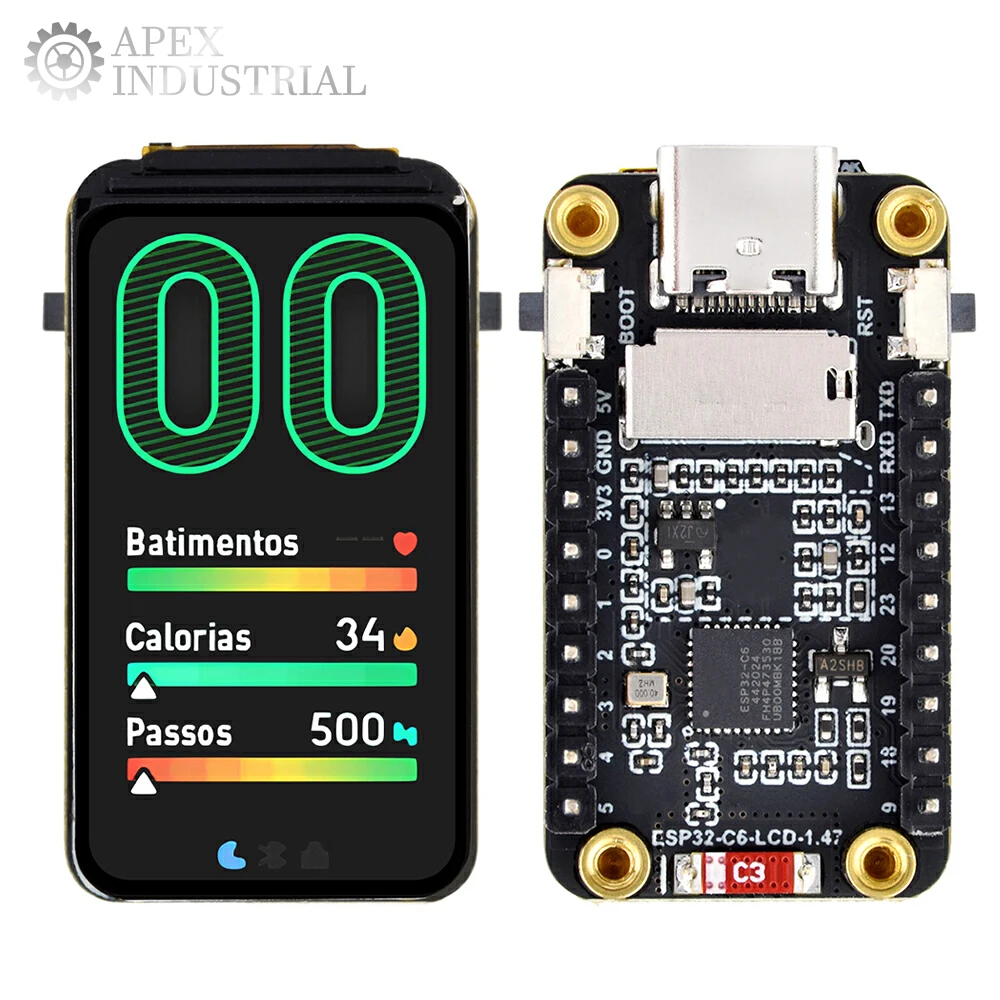 

Плата разработки ESP32-C6 с 1,47-дюймовым ЖК-экраном 262K 172×320, 2,4 ГГц, Wi-Fi 6 и Bluetooth Waveshare Developmentmen Board