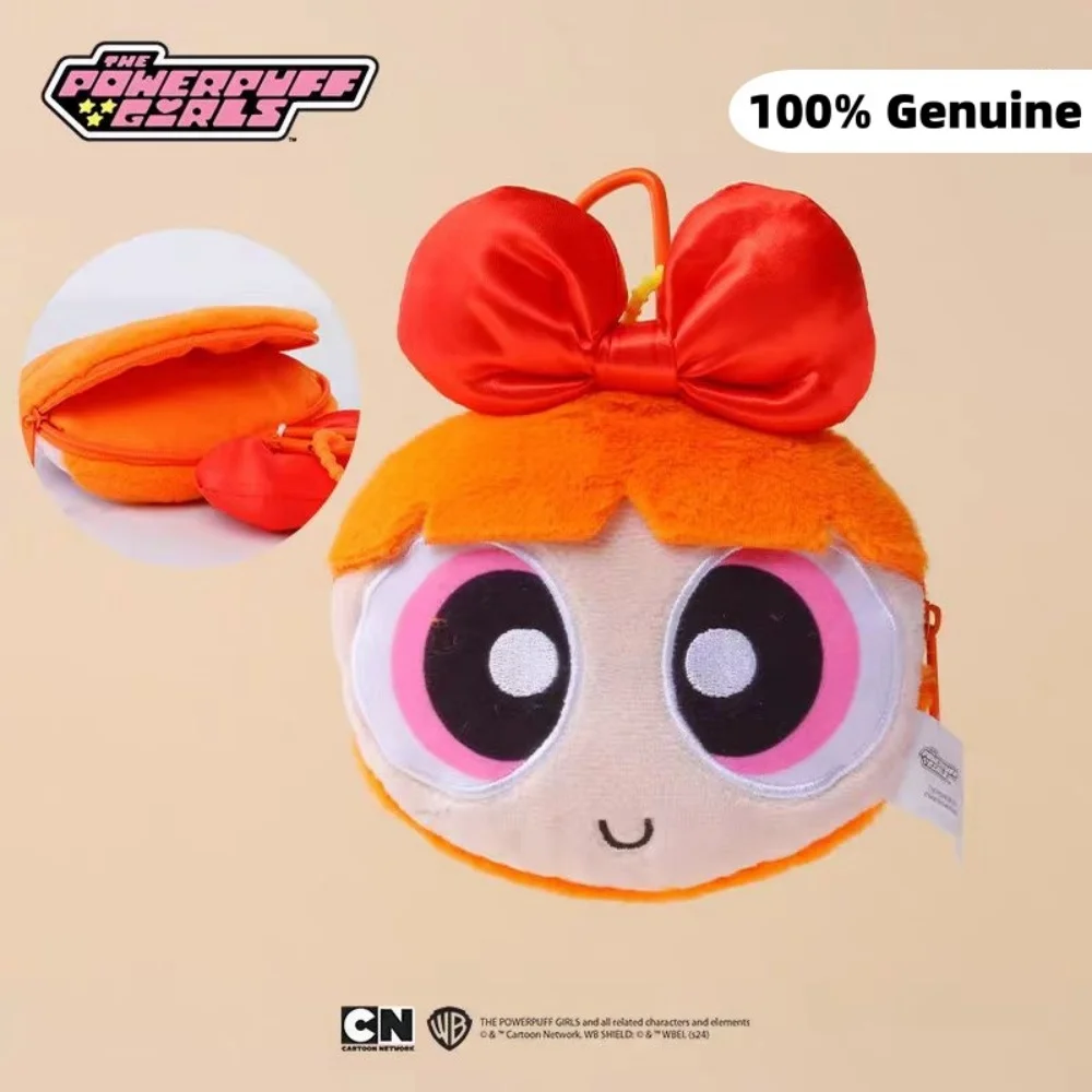 Genuine The Powerpuff Girls Plush Coin Purse Kawaii Blossom Bubbles Buttercup Cartoon Portable Earbuds Lipstick Storage Bag Gift
