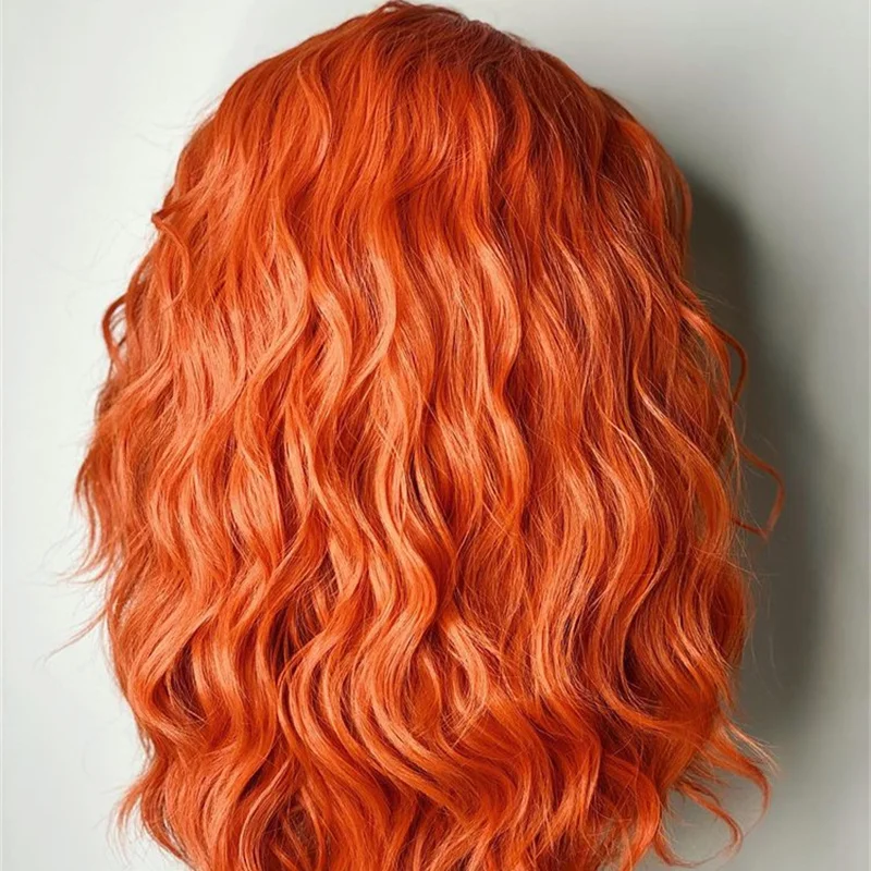 Short Bob Synthetic Lace Front Wig for Women Heat Resistant Orange Natural Wave Free Part Cosplay Fiber Glueless  Wigs