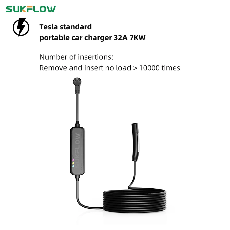 Sukflow Tesla 32A 7kw Caricabatteria per auto portatile Caricatore per veicoli elettrici New Energy per modelli Tesla 3 x y s Ricarica