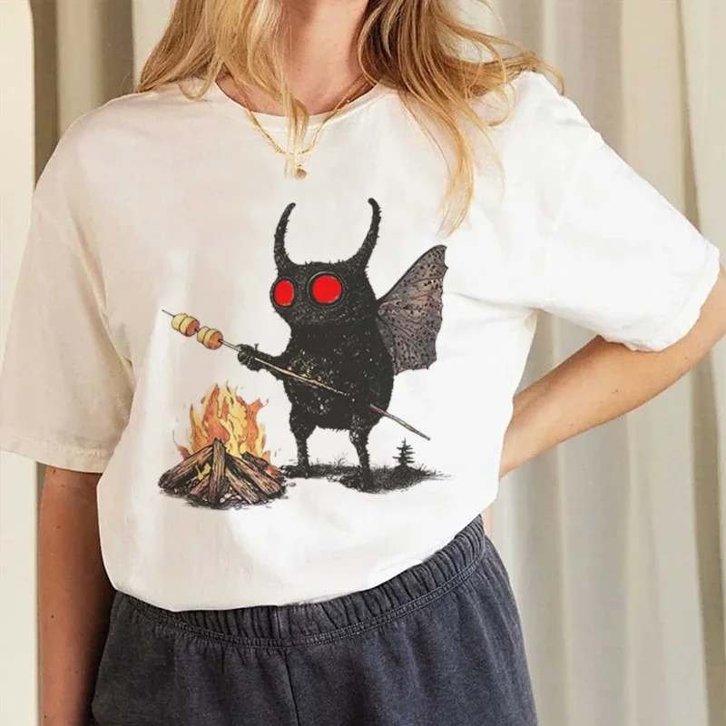 

Funny Cartoon Pattern Printed Cute Cartoon Top Summer Regular Popular Clothes Round Neck Women's Casual Versatile White T-Shirt
