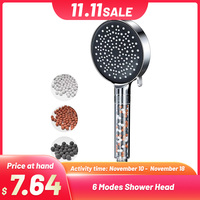 6 Modes Adjustable Shower Head Water Saving Handheld Rainfall Accessories Anion Filter Shower Large panel bathroom accessories