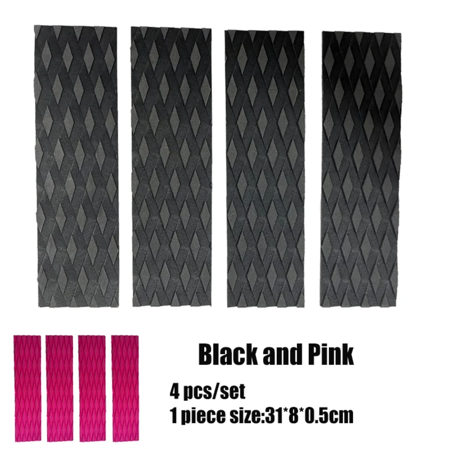 4 Pcs/set  Surfboard Skimboard Traction Pad  Groove  Tail Front Pads Grips Black Pink Waterproof Hardness 55 Degree Mtb clothes