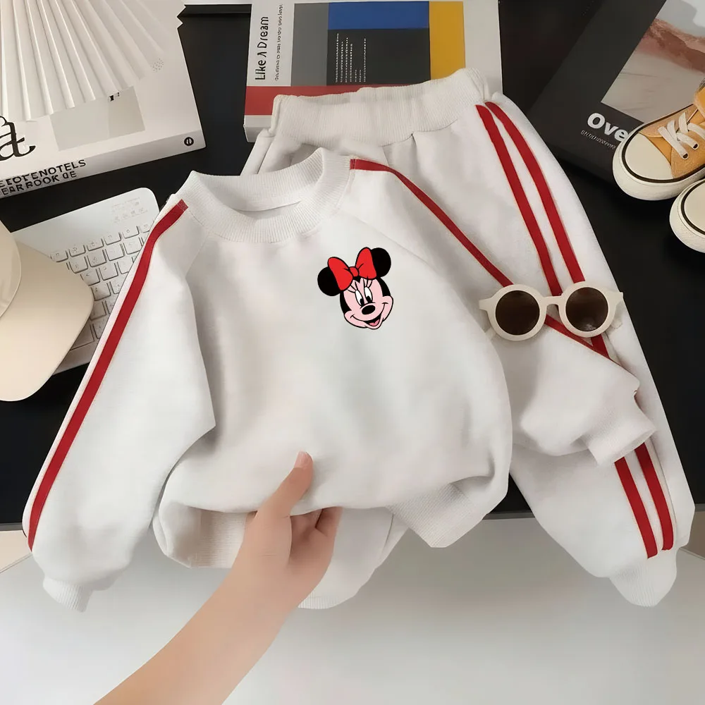 2026 Spring New Style Children's Clothing Sets Girls Cartoon Printed Casual Hoodies Long Pant Two Piece Kids Fashion Tracksuits