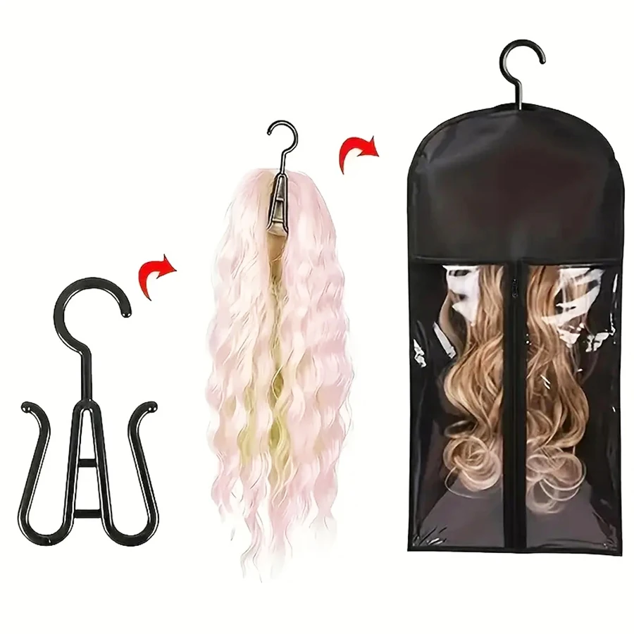 1PC Wig Storage Bag with Hook - Transparent Dustproof Portable Design, Suitable for Salon And Home Use