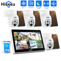 Hiseeu 10CH NVR CCTV Camera Set 4MP WiFi PTZ Solar IP Camera Security System Kit P2P Outdoor Wireless Surveillance System