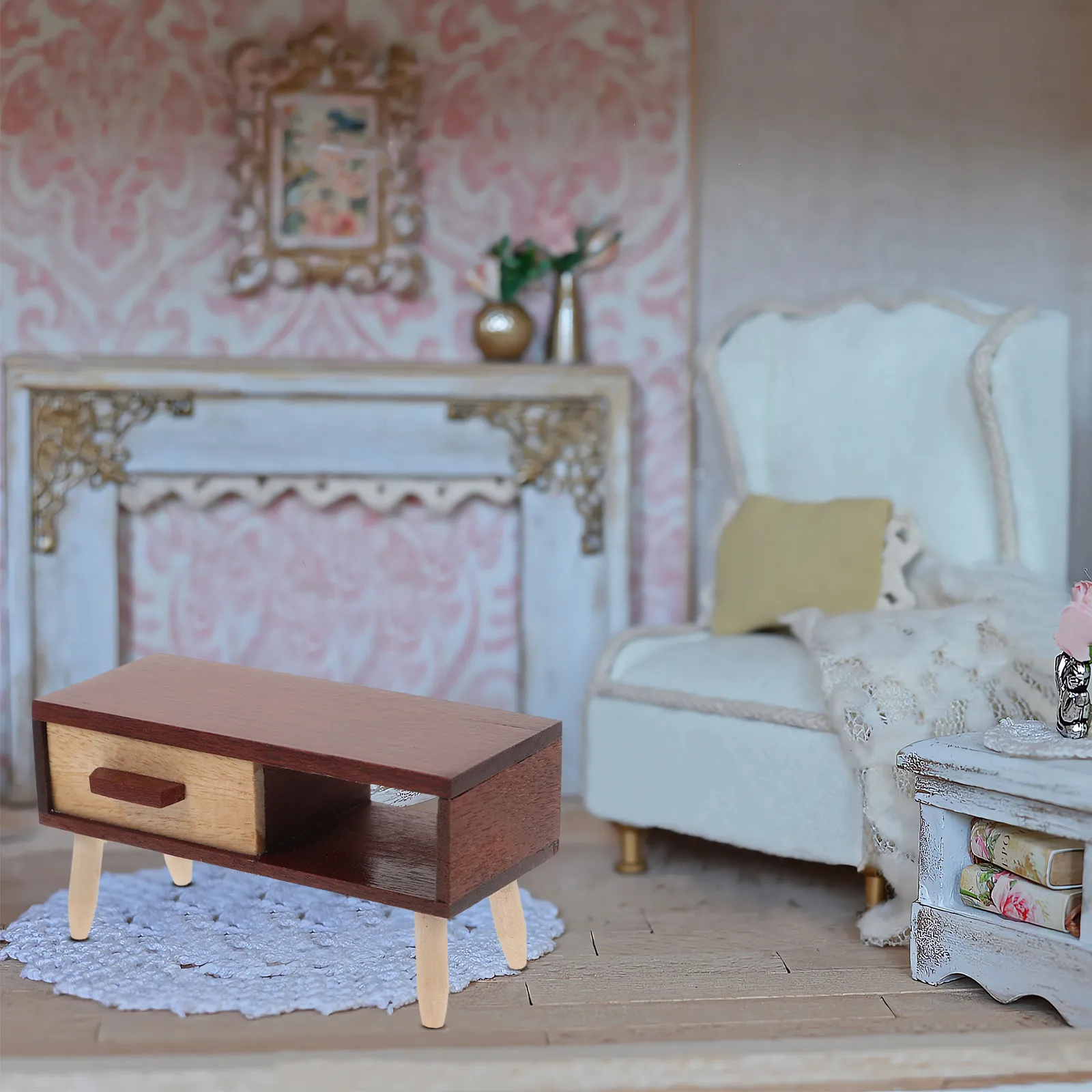 

1 12 Scale Miniature TV Cabinet Dollhouse Furniture Wooden Mini TV Stand Living Room Decor Center Mini