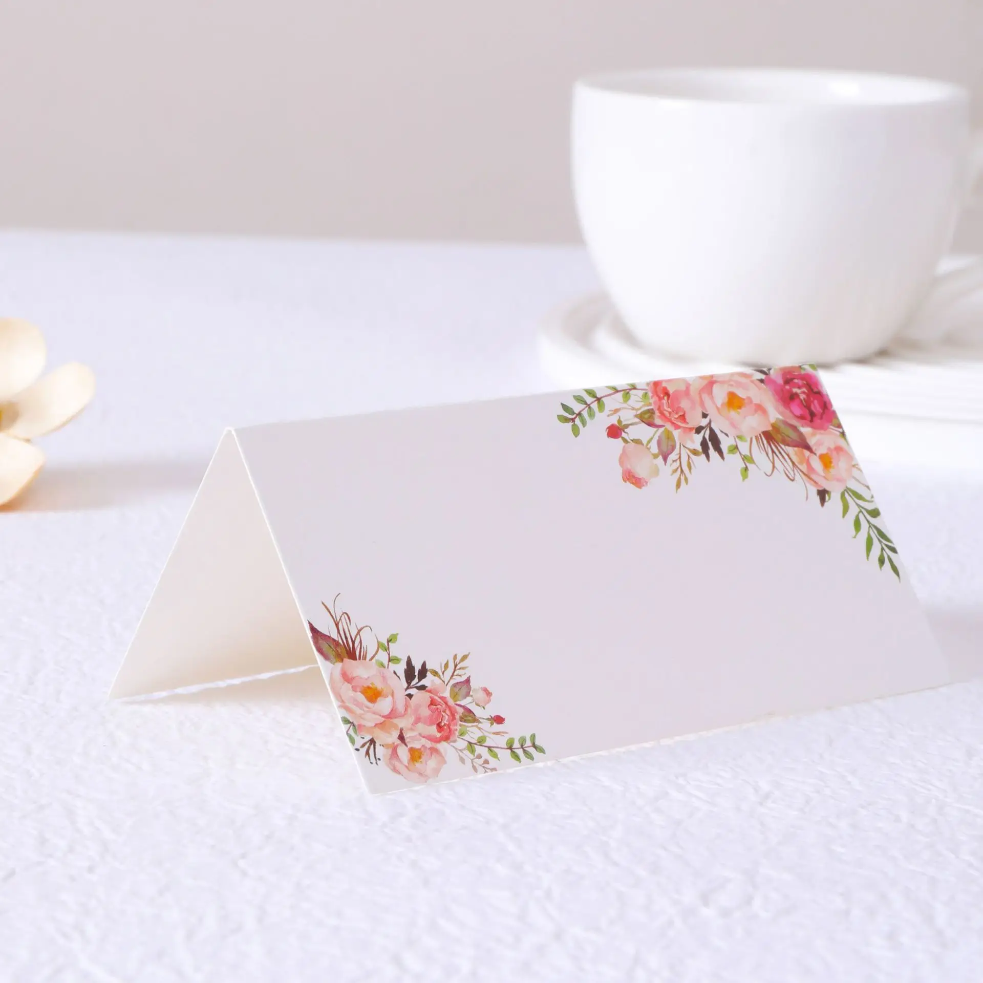 20/50/100pcs Double Sided Printed Flowers Name Place Cards Wedding Seating Number Table Card Birthday Party Greeting Card