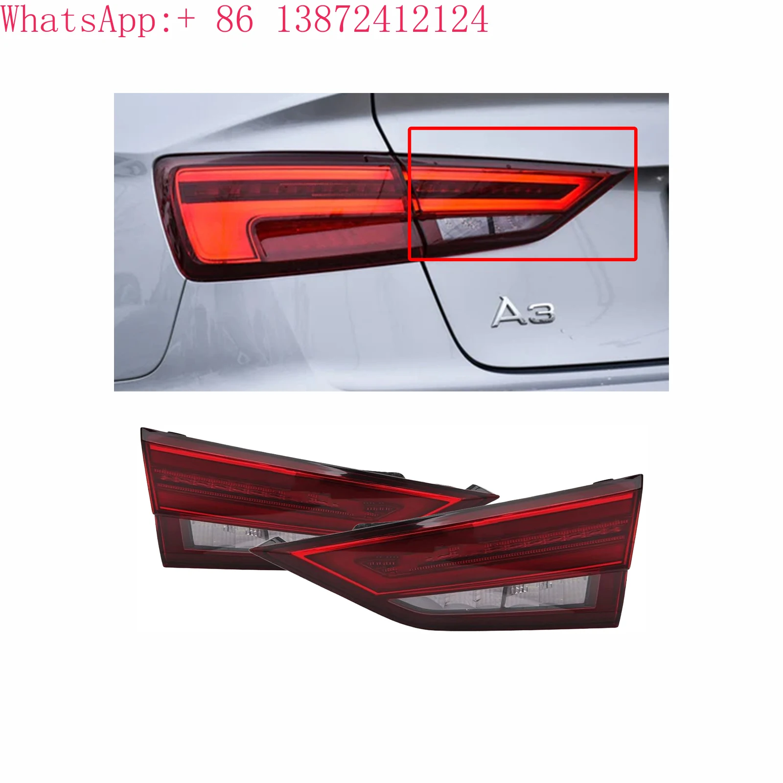 

Pair LED Inner Tail Lights Assembly for Audi A3 8V 2017-2020 Rear Lamp Driver and Passenger Side with Bulbs
