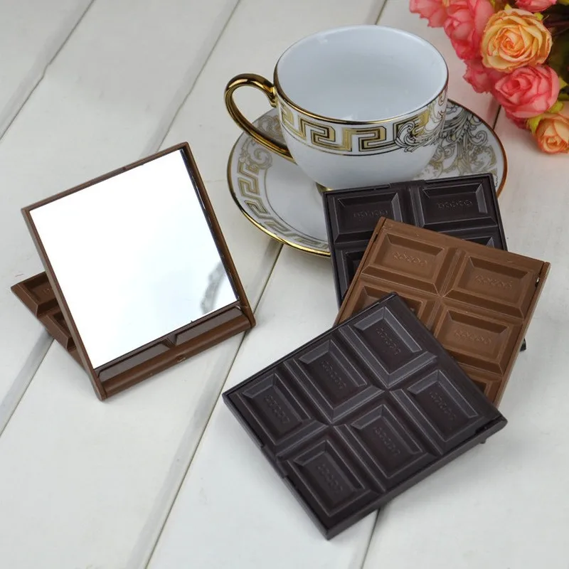 

CASHOU78 Pcs Foldable Lovely Mini Makeup Mirror Chocolate Cookie Shaped Square Pocket Mirror Glass for Women Girl