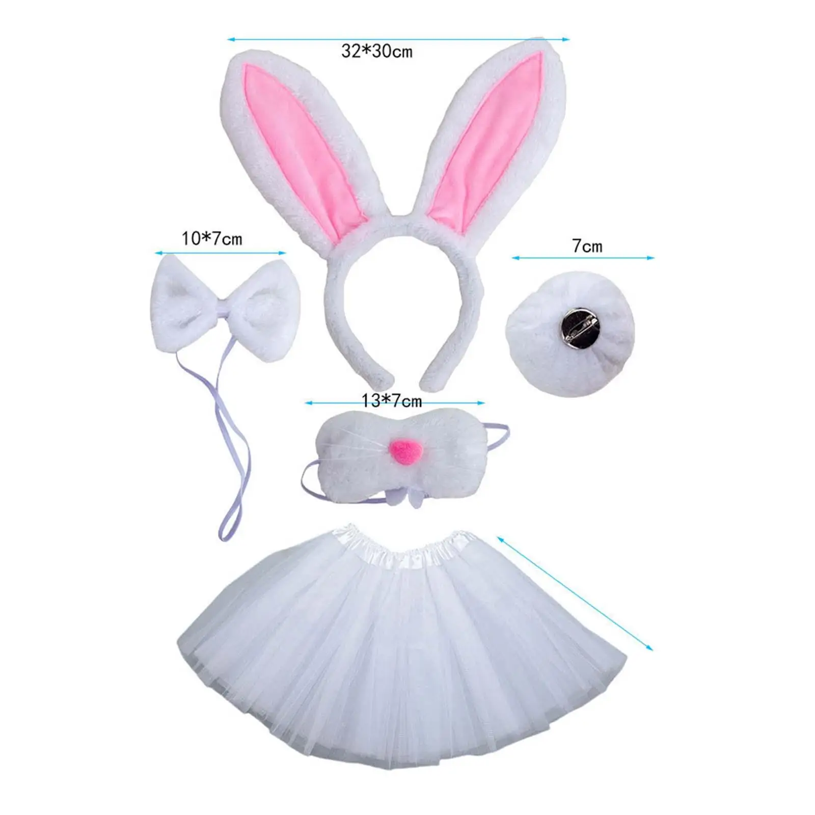 Bunny Costume Set Cosplay Nose Decorative Cartoon Headwear Props for Themed Parties Performance Fancy Dress up Festival Easter