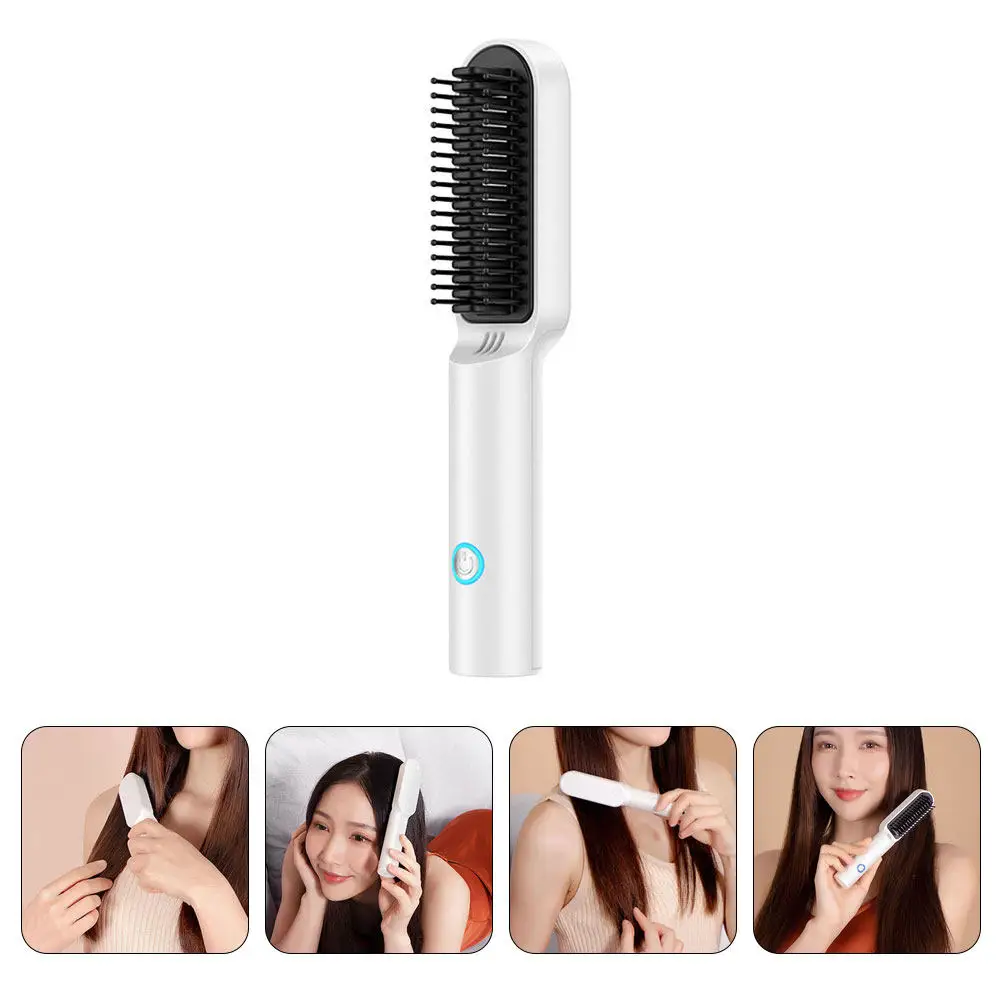 

1Set Lightweight Unbreakable Hair Straightener Brush Comb USB Powered Portable Hairdressing Tool for All Hair Types Professional