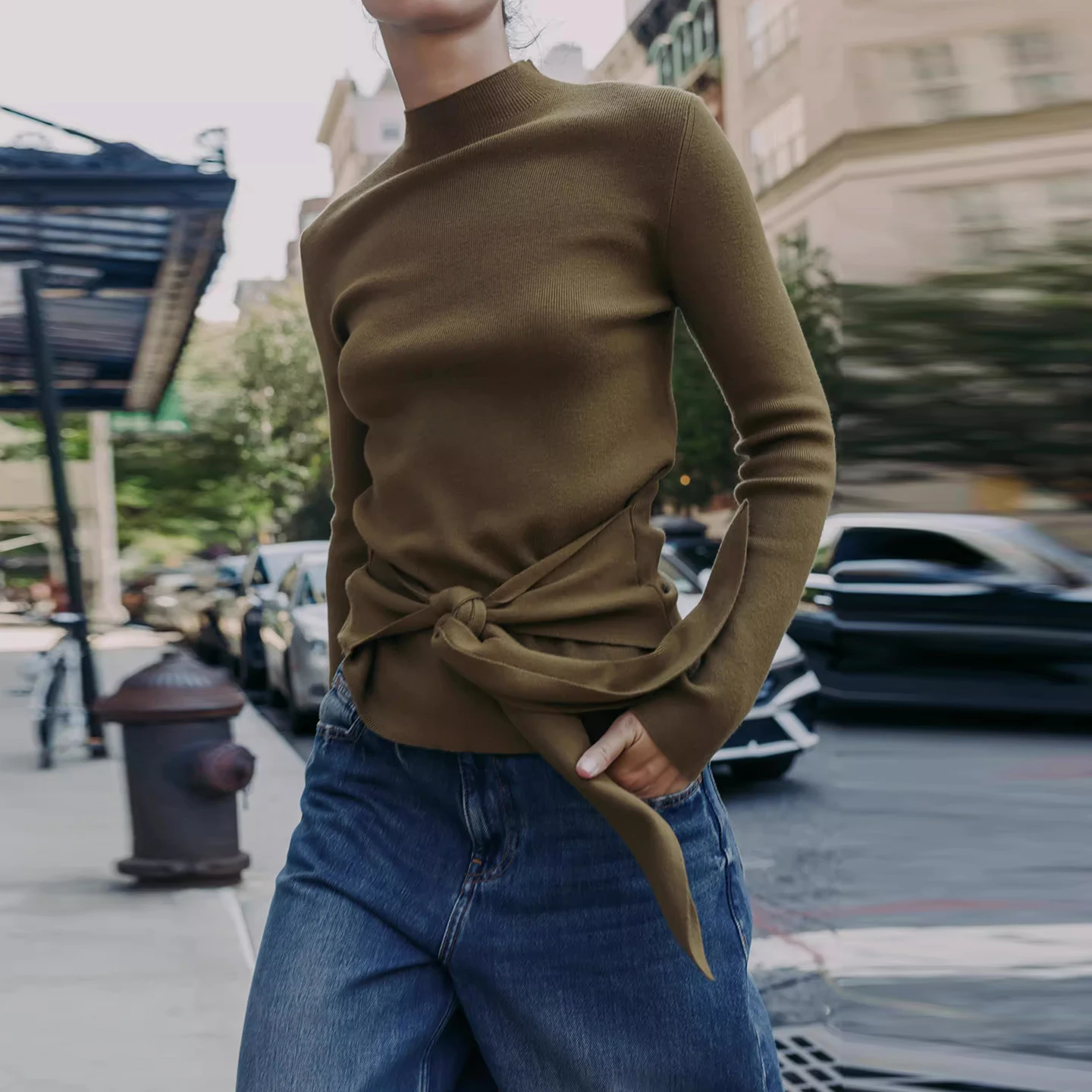 Suéter de Punto de Manga Larga para Mujer Z, Decoración con Lazo de Mariposa, Corte Ajustado, Personalidad, Nueva Llegad...