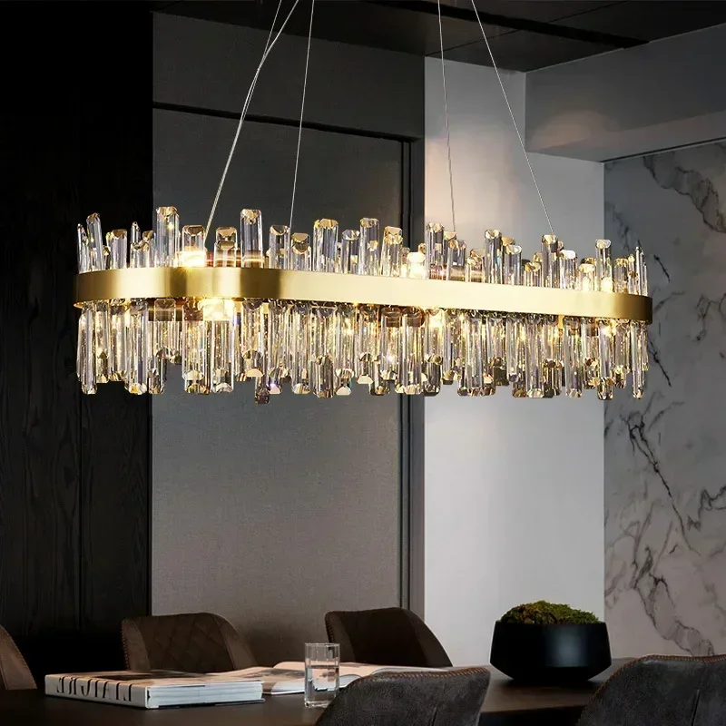 Modern Smoke Grey Crystal Chandelier, Lâmpada suspensa LED, Iluminação para mesa de jantar, Sala de estar, Quarto, Decoração de casa