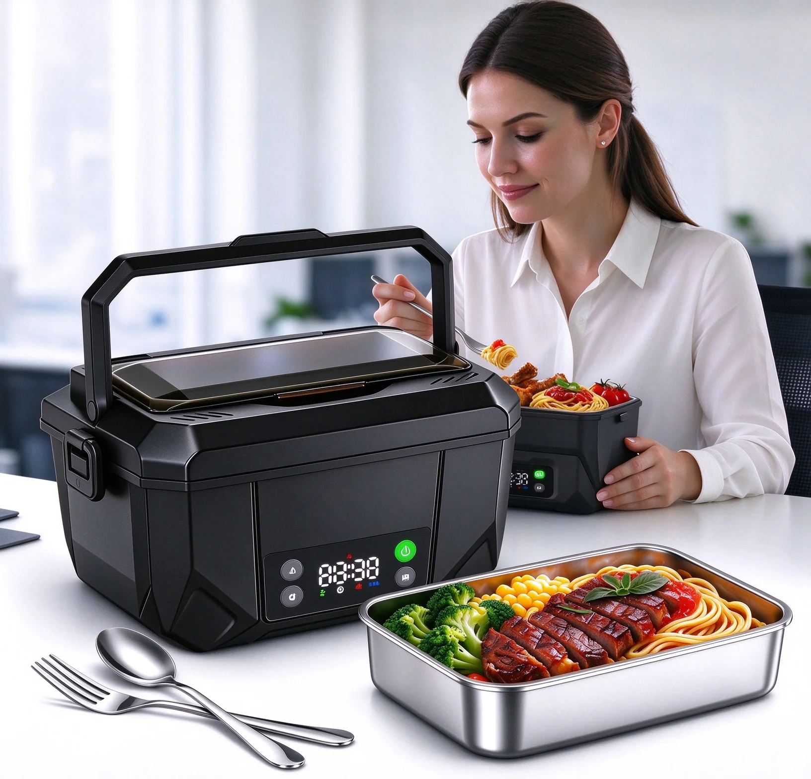 Cordless Electric Lunch Box,Food Container 22500mAh Rechargeable Heated Lunch Box with Offices, Outings, and Construction Sites,