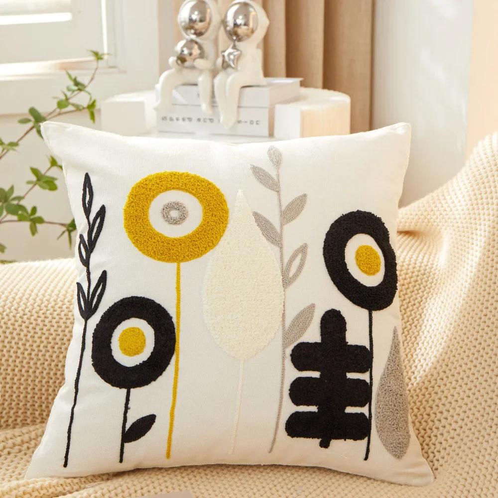 

Pillowcase Flower Pillow Cover Home Living Room Sofa Cushion Cover Balcony Embroidery Backrest Cover Home Decor