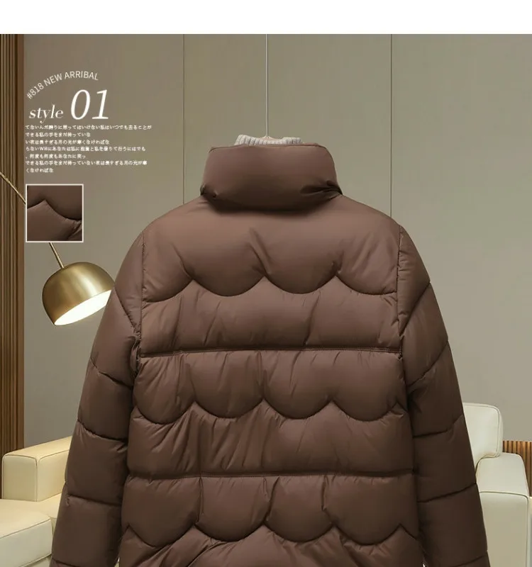 2027 Winter Parkas Women Down Cotton Jacket V-neck Large Fur Collar Belt Mid Length Cotton-padded Coat Female Outerwear Overcoat