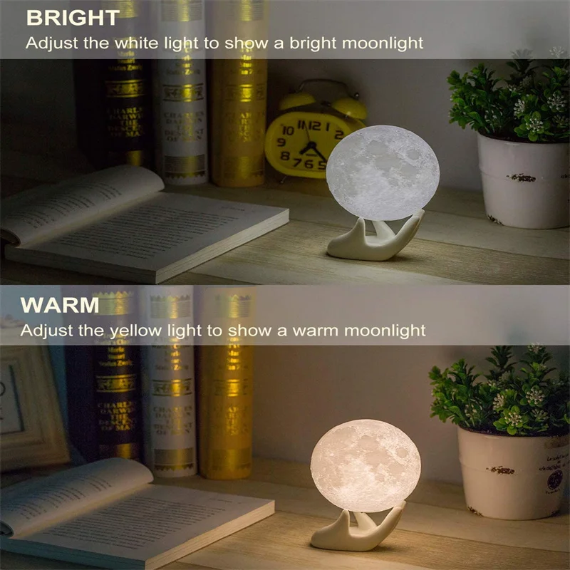 Moon Lamp Led Night Light Battery Powered with Stand Starry Lamp Bedroom Decor Night Lights Kids Gift Moon Lamp