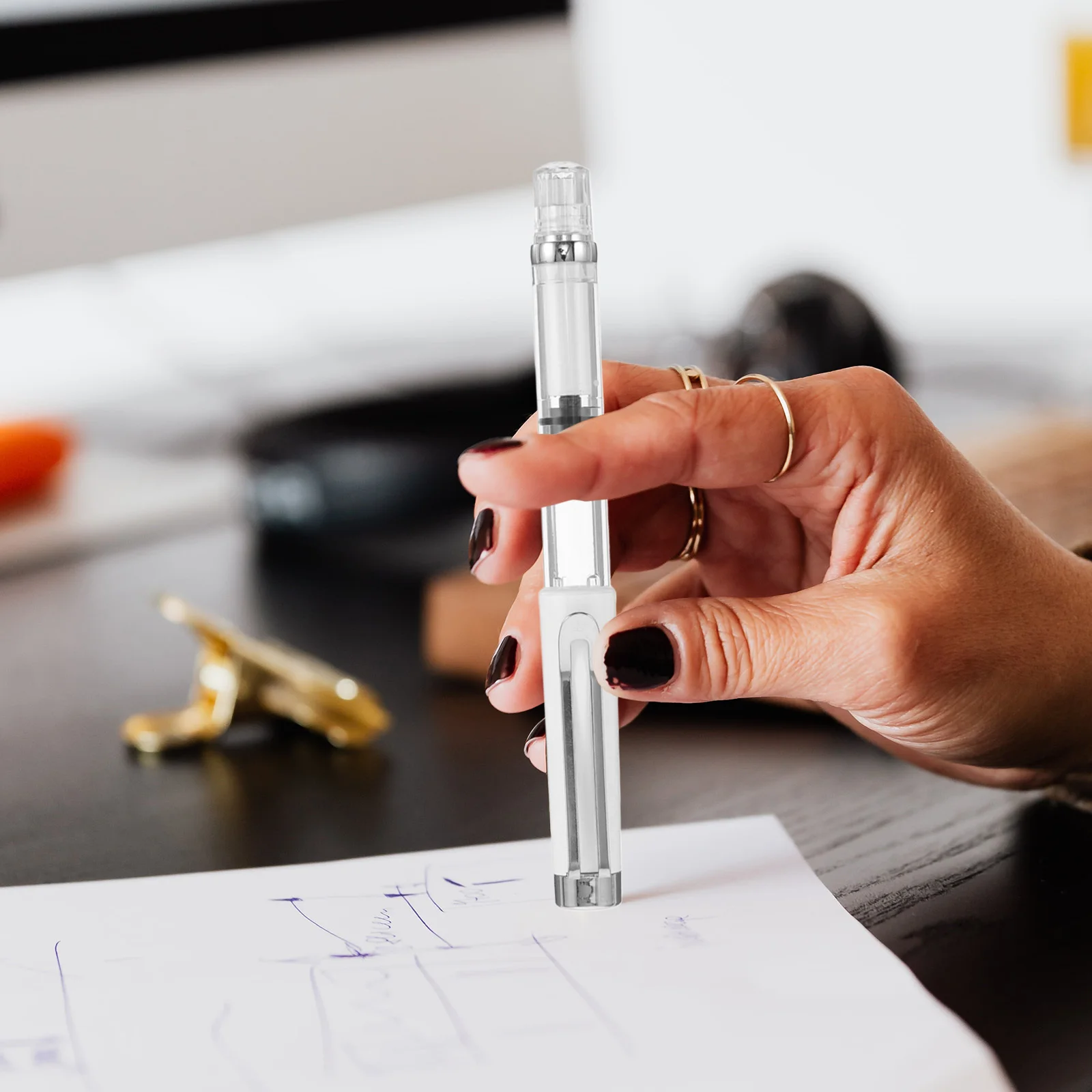 

Beginner Chinese Calligraphy Brush Pen Fountain Pen Style Nylon Bristles Portable for Smooth Writing Calligraphy Practice Art