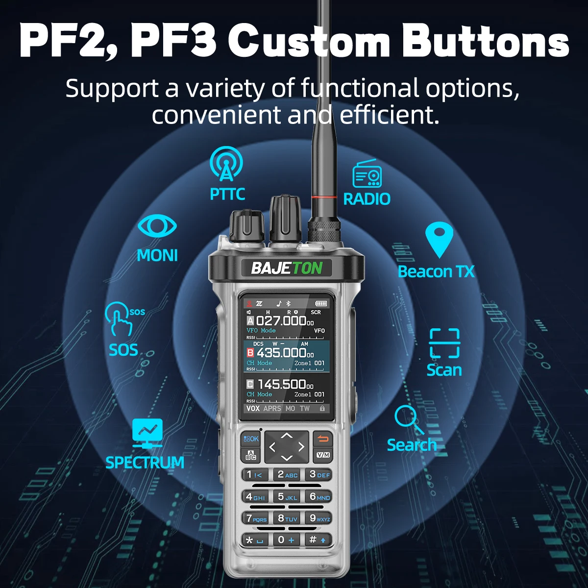 BAJETON BJ-9000 Walkie Talkie APRS/GPS 10W CB Cross Band Bluetooth APP Programming Long Range VOX For RT-950 RT-950PRO Ham Radio