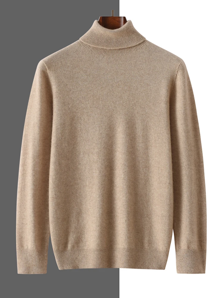

Basic Men's Clothing 100% Cashmere Knitted Sweater Turtleneck Pullover Autumn Winter Solid Color Long Sleeve Casual Soft Tops