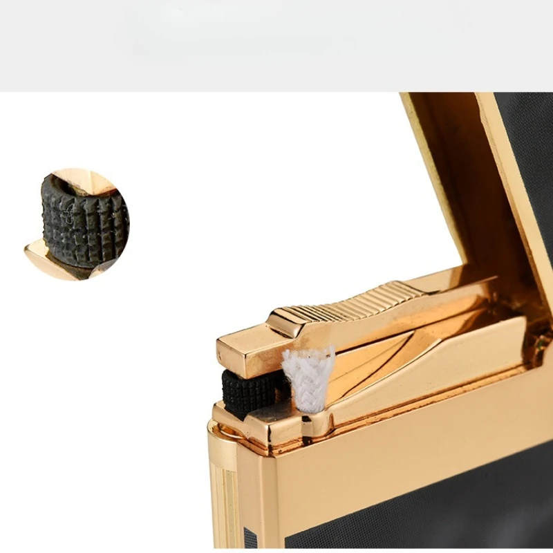 ولاعة صوت عصرية وبسيطة، عجلة طحن الكيروسين الرائعة، جانب لهب مفتوح، ولاعة هدية راقية مع صندوق