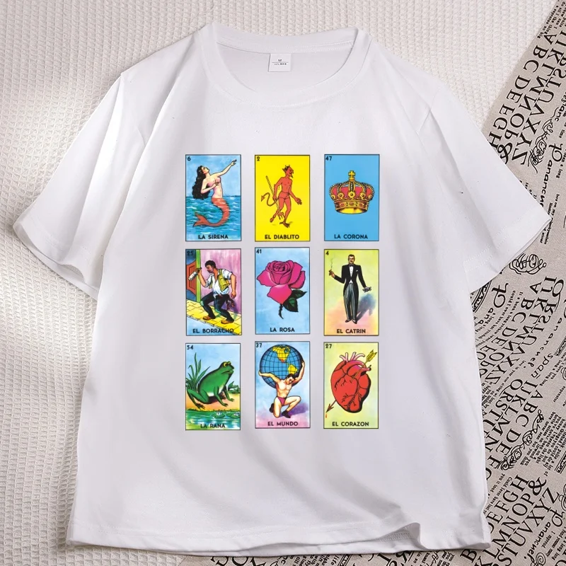 Mexican Bingo Graphic T Shirts Man Woman Cotton Short Sleeve T-shirt Casual Round Neck Printed Tees Y2k Unisex Loose Clothes