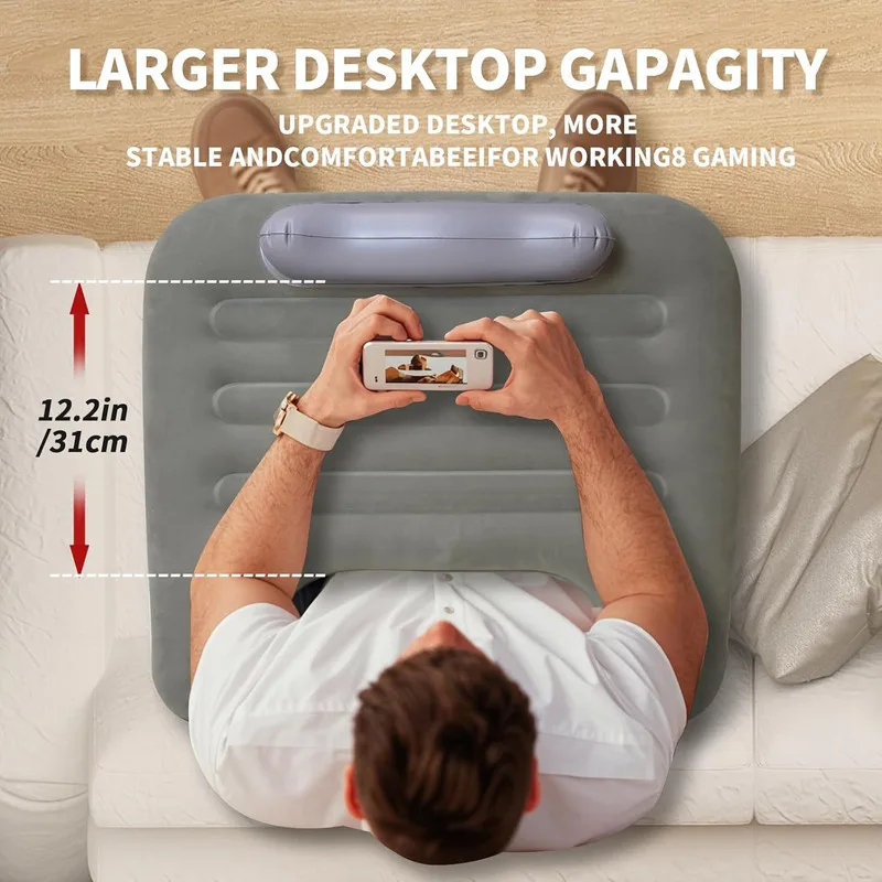New Travel Reading Mat Computer Desk Folding Home Leisure Inflatable Table Portable Laptop Desktop Playing Working Gaming Pillow