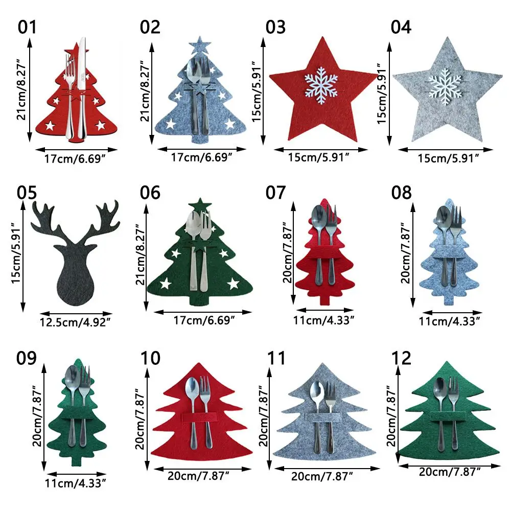 Household Santa Claus Xmas Tree Cutlery Pocket Cutlery Bag Tableware Organizer Christmas Knife Fork Holder Table Decorations view 6