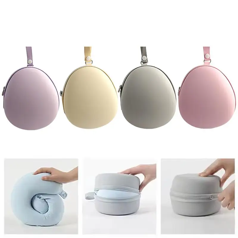 Portable EVA Memory Foam Neck Pillow Bag PU Colorful U-Shaped Neck Pillow Bag