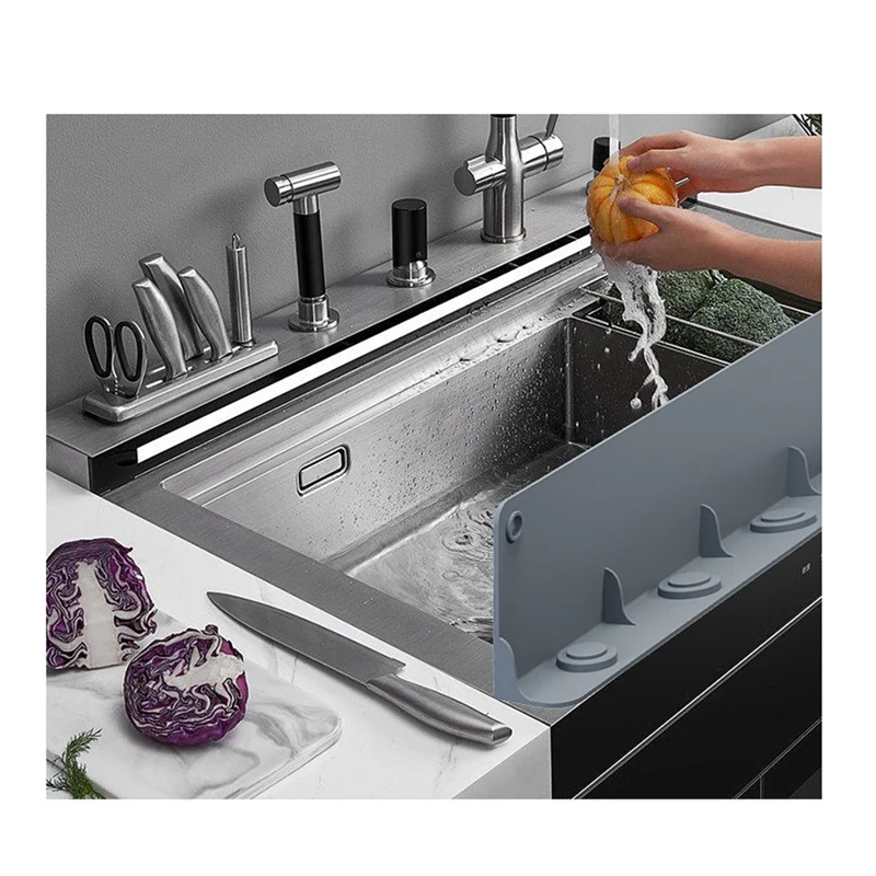 2 個のシンクスプラッシュガード強力な吸盤付きソフトアンチ水しぶきプロテクターグレー