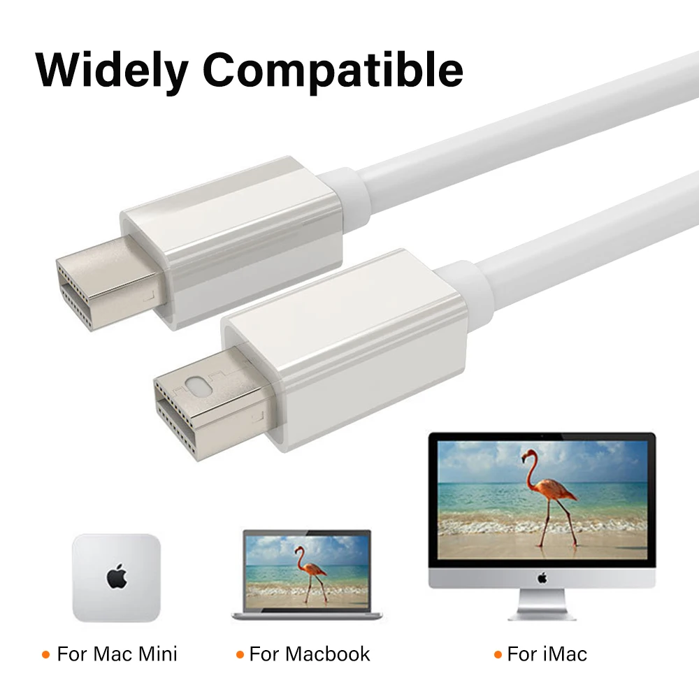 High quality 1.8M Mini DP to MiniDP Displayport 1080P Male to Male Cable dp adaptor For thunderbolt Macbook Mac Lenovo Dell