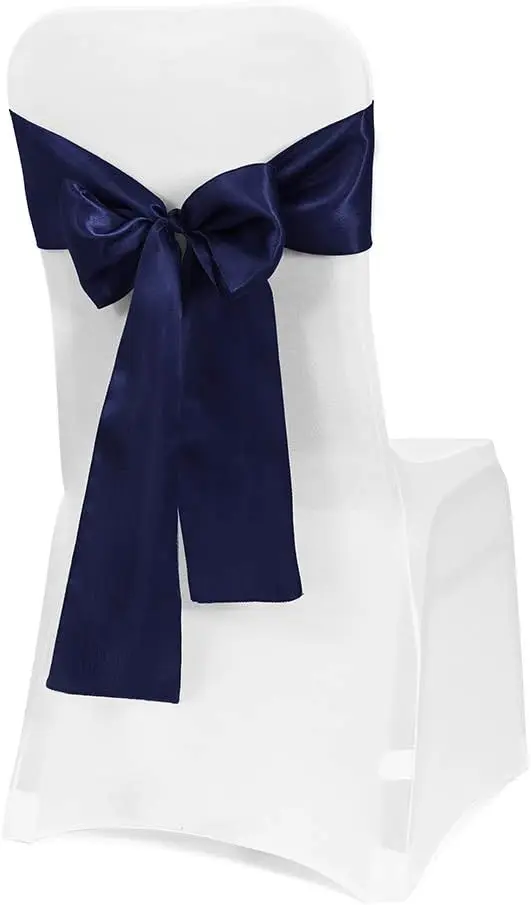 

10 Pcs Satin Chair Sashes Bows For Wedding Reception- Universal Chair Cover Ba Tie Supplies For Banquet, Party, Hotel Event
